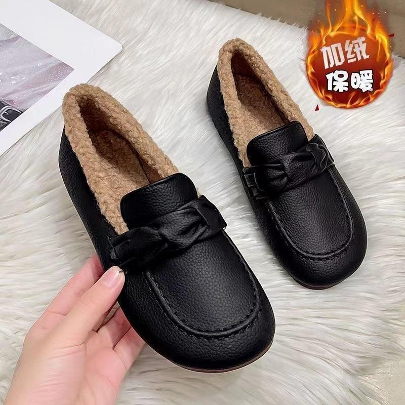 

Женские туфли из натуральной мягкой велюровой кожи, новые удобные туфли на мягкой подошве на осень и зиму, плоские кожаные туфли для сохранения тепла 41 чёрный