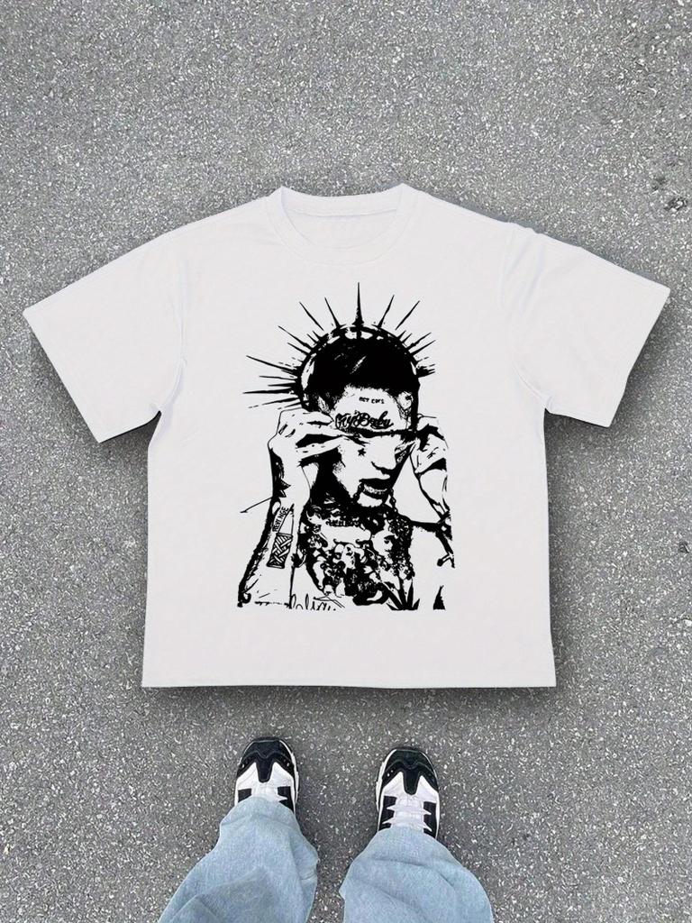 Unisexs High Street Punk Style Print Tshirt A Trendy Casual Style For Everyday Wear Perfect For Street Fashion Enthusiasts