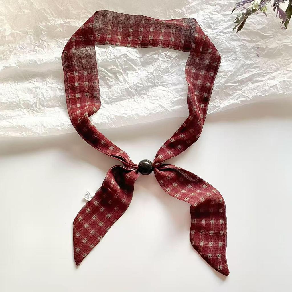 Elegant Spring Silk Scarf Necklace for Women - Versatile Gem Flower Ribbon Collar Accessory