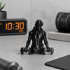 Matte Black Gym Ornament 3D Printed Muscle Man Figurine with Dumbbells, Mini Desk Decor for Home Office Lightweight Workout Shelf, Fitness Bodybuilder