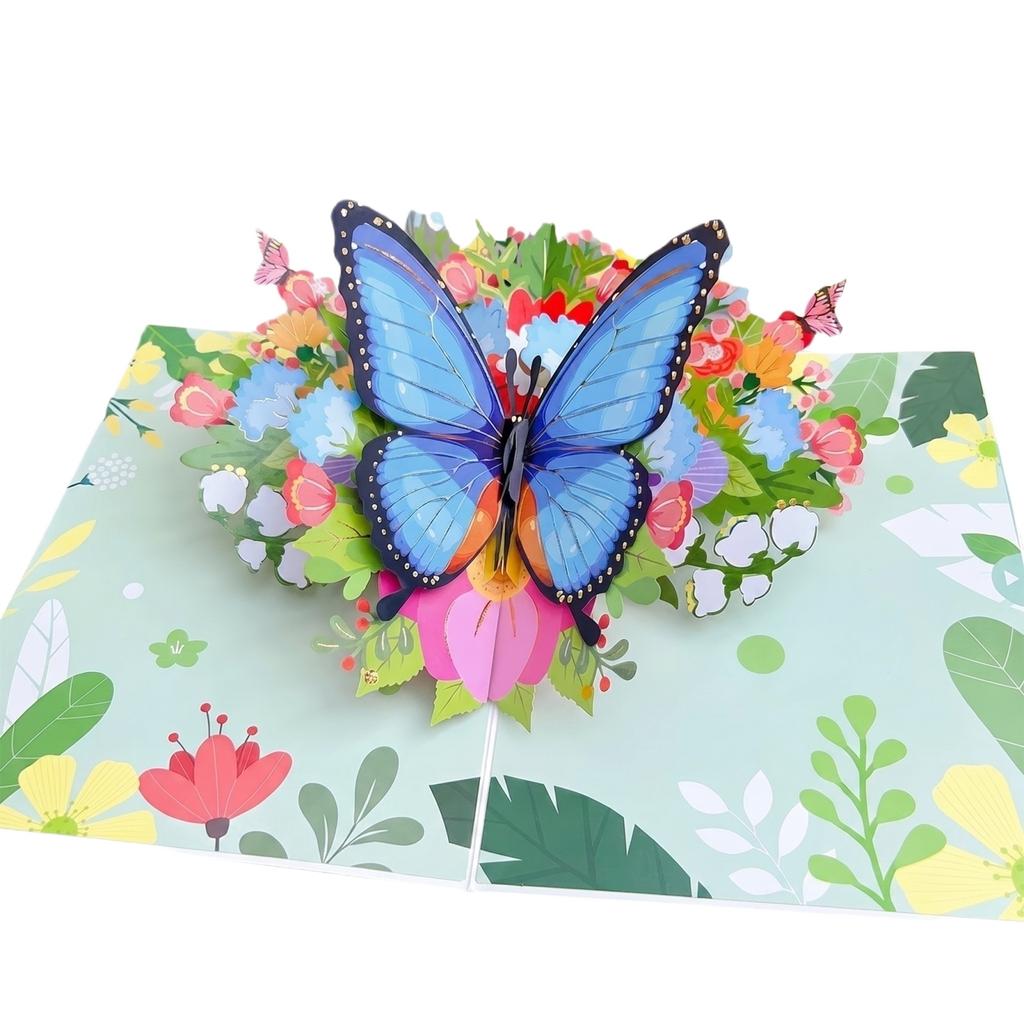 3D Pop Up Butterfly Bouquet Greeting Card for Birthday Mother's Day Festival Creative Gift Handmade Paper Card with Intricate Floral Design