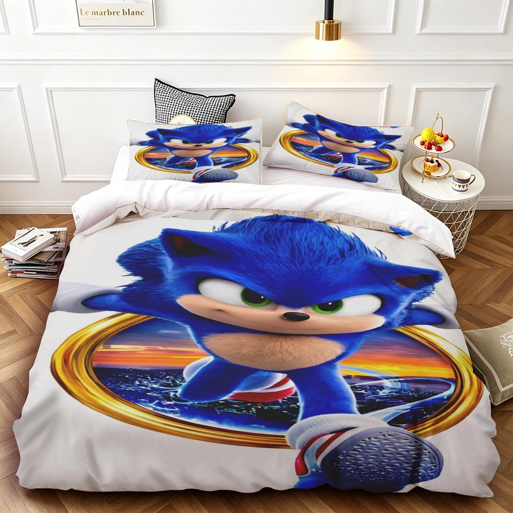 Cartoon Kids Sonics Duvet Cover Cool Bedding Set Comforter Cover with Pillowcase Queen King Bedroom Children Teens Beautiful