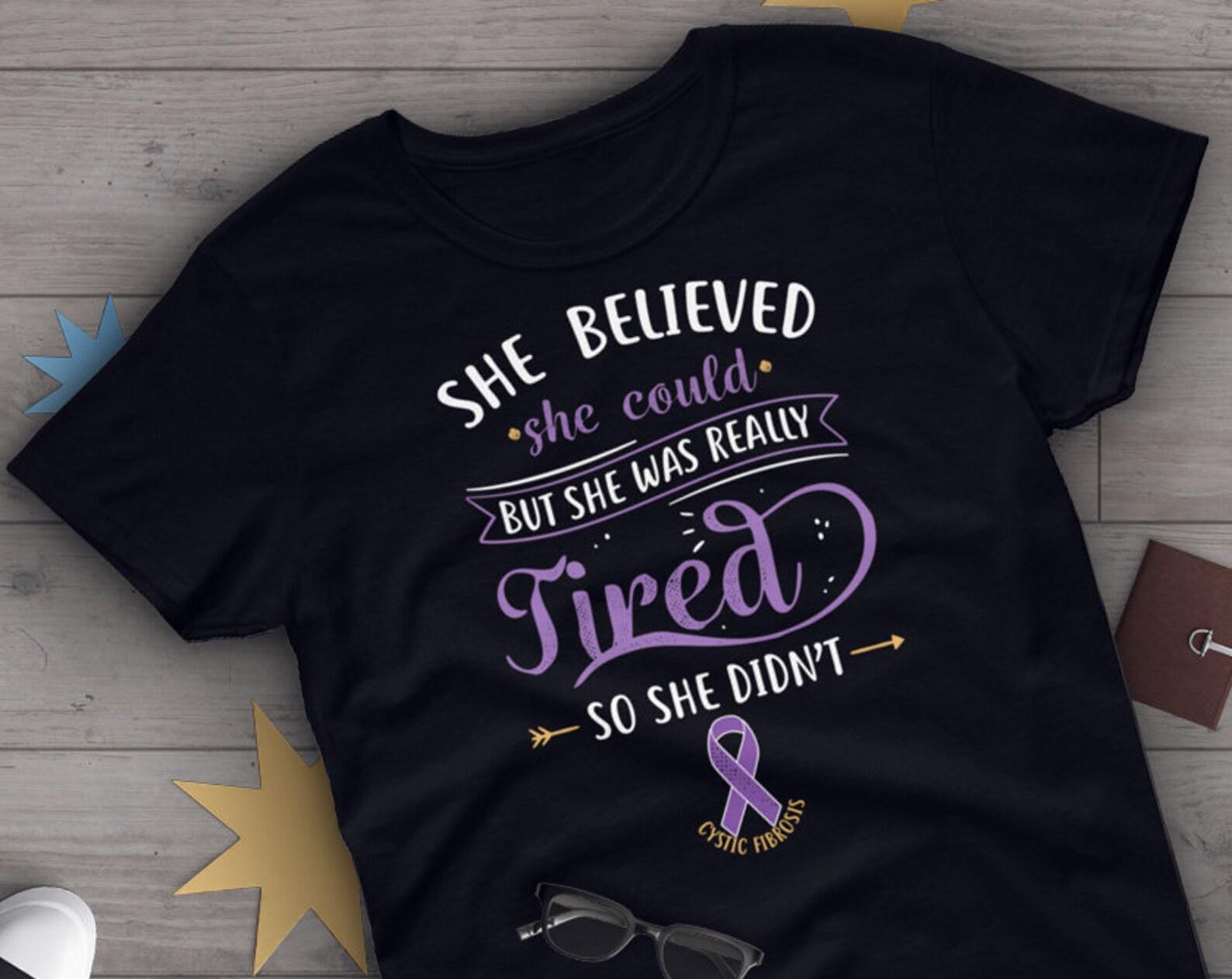Cystic Fibrosis Shirt, , Invisible Chronic Illness T-shirt Gift, CF Ribbon, Cystic Fibrosis Awareness, Spoonie Tee, Spoon Theory Purple 100