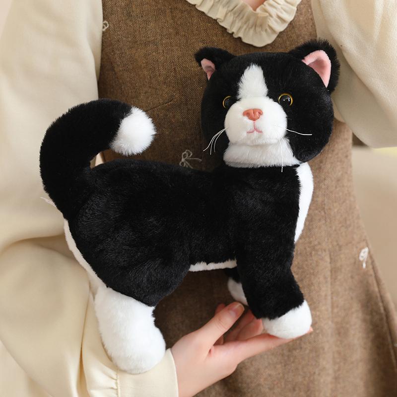 25CM Simulation Cat Doll Stuffed Animal Lifelike Pet Cat Toys Home Ornament Holiday Surprise Gift