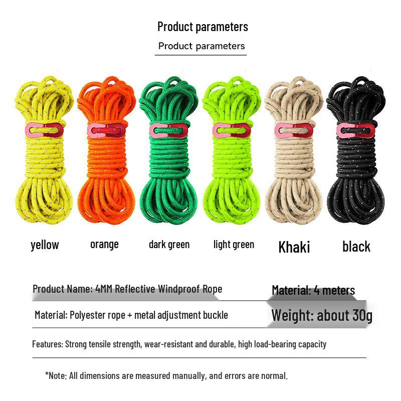 Reflective Wind Rope for Camping Tents - 4mm & 6mm Guy Rope