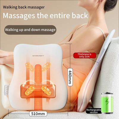 Massageador elétrico para costas com almofada de massagem portátil com calor, suporte para cintura cervical, amassamento de tecidos profundos, shiatsu, uso recarregável