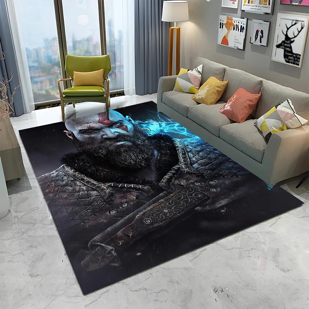3D God of War Games Gamer Kratos HD Carpet Rug for Home Living Room Bedroom Sofa Doormat Decor,kids Area Rug Non-slip Floor Mat