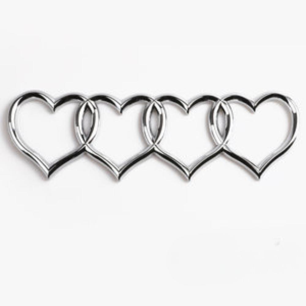 Car Logo Modification Love Four-Ring Rear Tailgate Heart-Shaped Sign Creative Decoration Sticker Suitable for Car Tail Badge Modification Love Tail