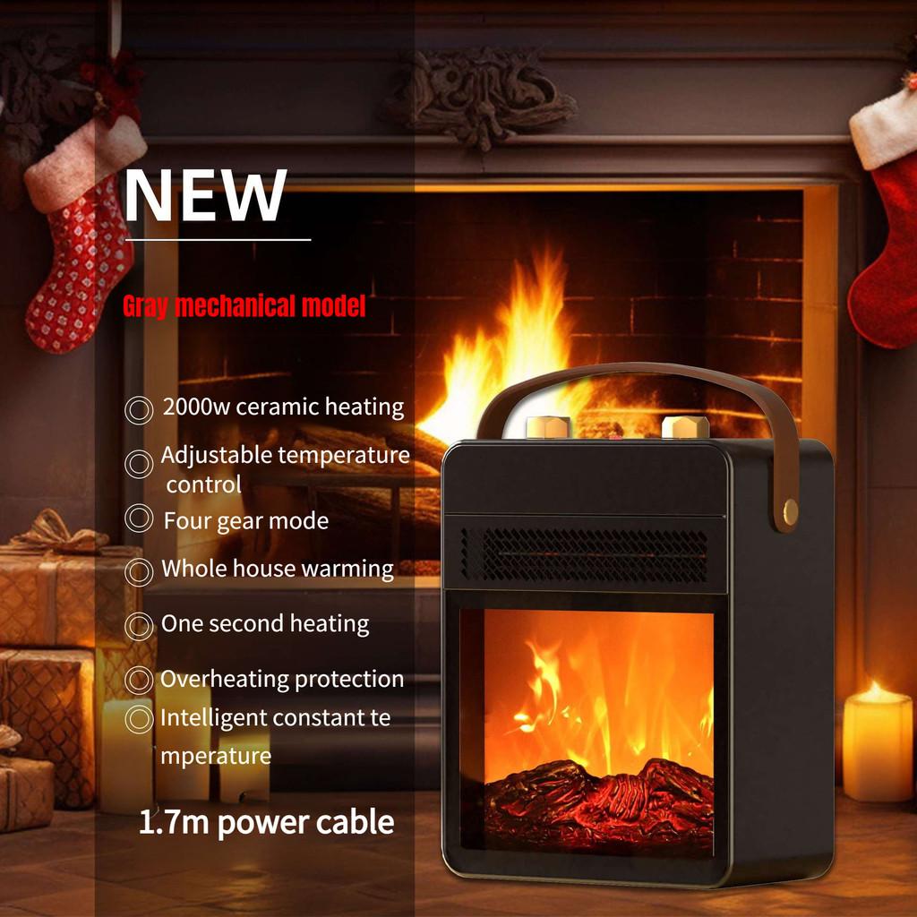 Graphene Fireplace Heating Machine Portable Household Electric Heater Simulated Flame Warm Air Blower