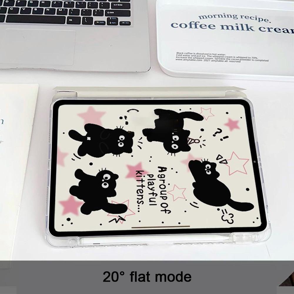 Cute Kitty Y-fold  Stand Cover with Pencil Slot for iPad Pro11 Pro13 Flip Magnetic Folding Stand Cover for Mini 7 Air 5 High Clear Cover