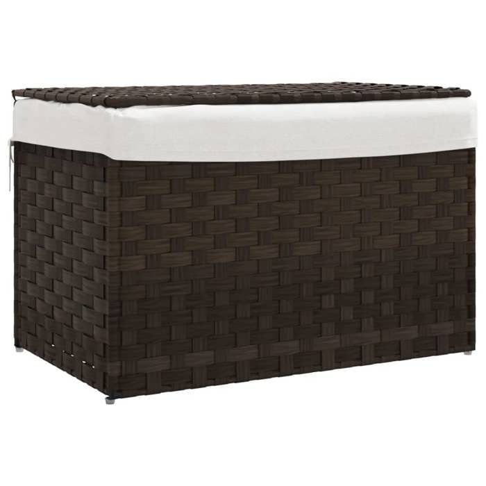 VidaXL Laundry Basket with Lid Dark Brown Woven Resin 372050