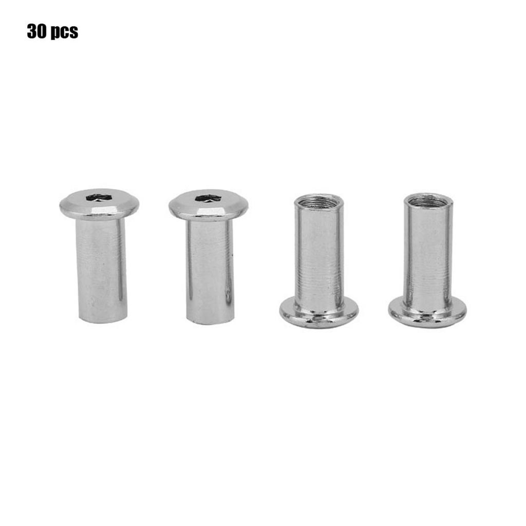 Iron Plated Nickel Flat Nuts Hex Nut Round Head Sleeve Furniture (M6*10 50PCS)
