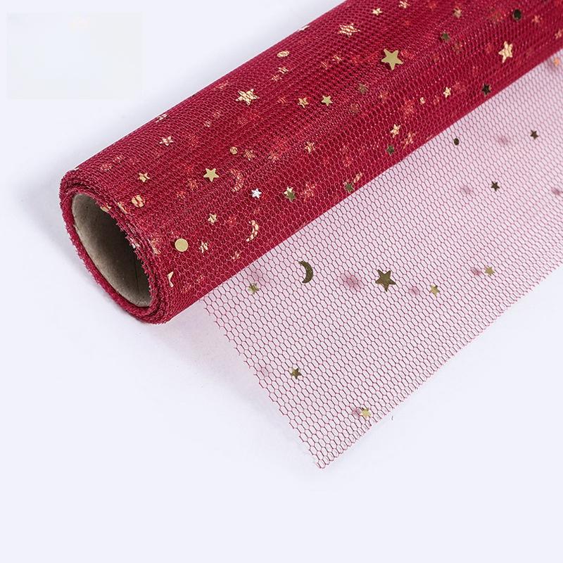 Звезда Луна пряжа золото серебро блестки звездная пряжа Ins супер красивая кружевная сетка цветочный упаковочный материал букет цветочная пряжа сетка