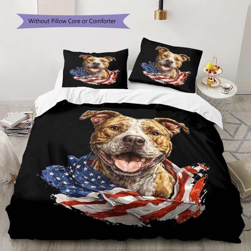 Black Pitbull Pattern Bedding Home Decoration Birthday Gift (1 * duvet cover + 2 * pillowcase, without core)