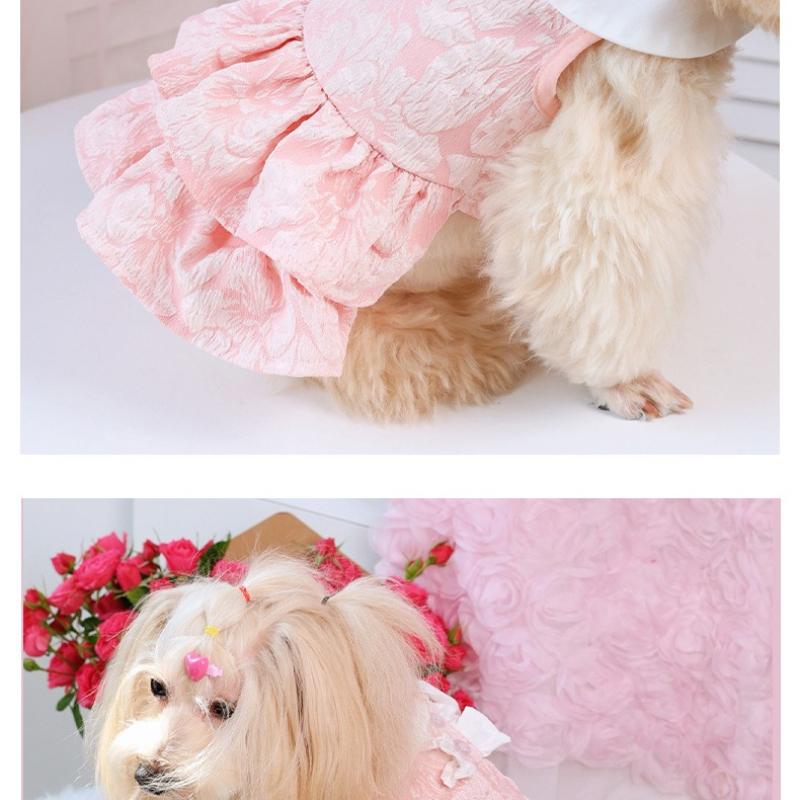 Pet Spring Summer Cake Dress Three-dimensional Flower Lace Teddy Bigbear Holiday Dress