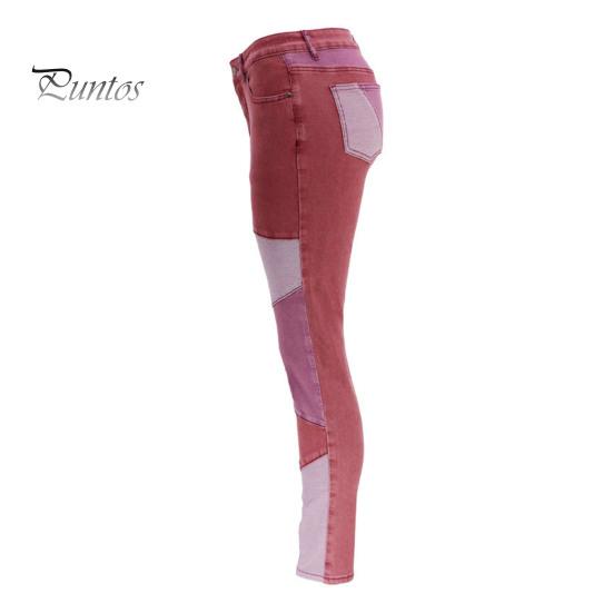 Pencil Jeans Color Block Multi Pockets Button Zipper Fly Women Denim Pants Butt-lifting High Waist Trousers Streetwear