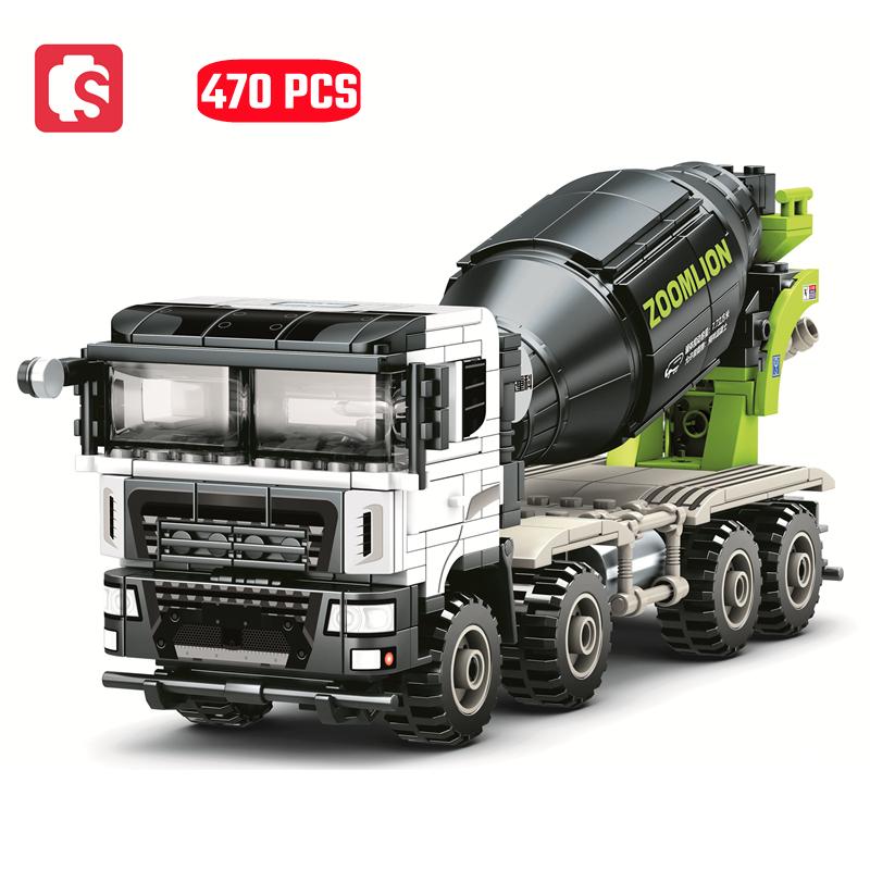 Non-Toxic Sembo City Construction Engineering Vehicle Excavators Crane Bulldozers Concrete Mixer Truck Building Blocks Car Bricks Kid Toys