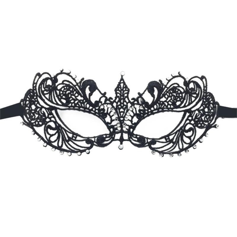 Rhinestone Half Face Mask for Women Halloween Masquerade Mask Antique Lace Half Face Mask Retro-Party Mask Cosplay Props