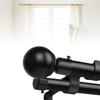 Doppelte Gardinenstange Modern Stabil Metall Kugelende Ausziehbar Doppelte Vorhangstange für Küche Schlafzimmer Fenster Büro Schwarz