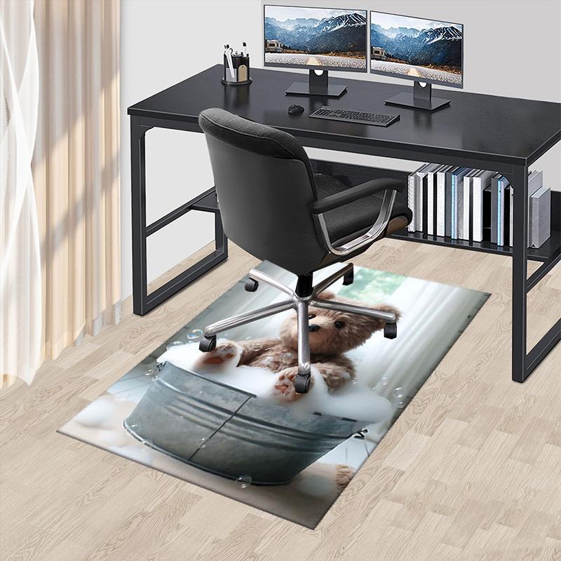 

1pc Teddy Bear in Bubble Bath Chair Mat - Anime Cartoon Design, Non-Slip Carpet for Office Chair, Suitable for Home Decor, Living Room, Bedroom, Game 60cm by 90cm