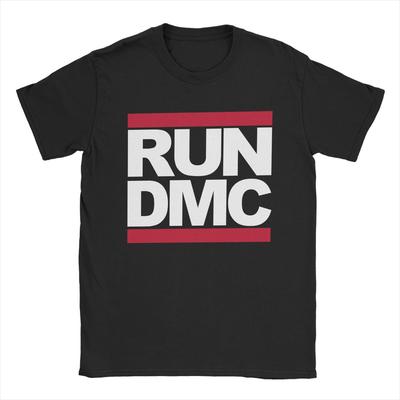 Run DMC Logo T-Shirts for Men Awesome Cotton Tee Shirt Round Neck Short Sleeve T Shirt Birthday Present Tops