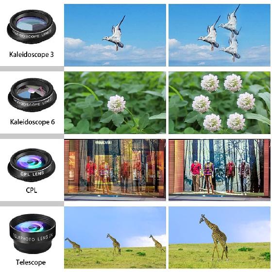 Phone Camera Lens Kit, 11 in 1 Cellphone Lens Kit for iPhone and Android, 0.63X Wide Angle+15X Macro+