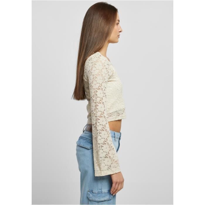 Blouse - Urban Classics - Dentelle - Beige - Manches Longues - Ajustée