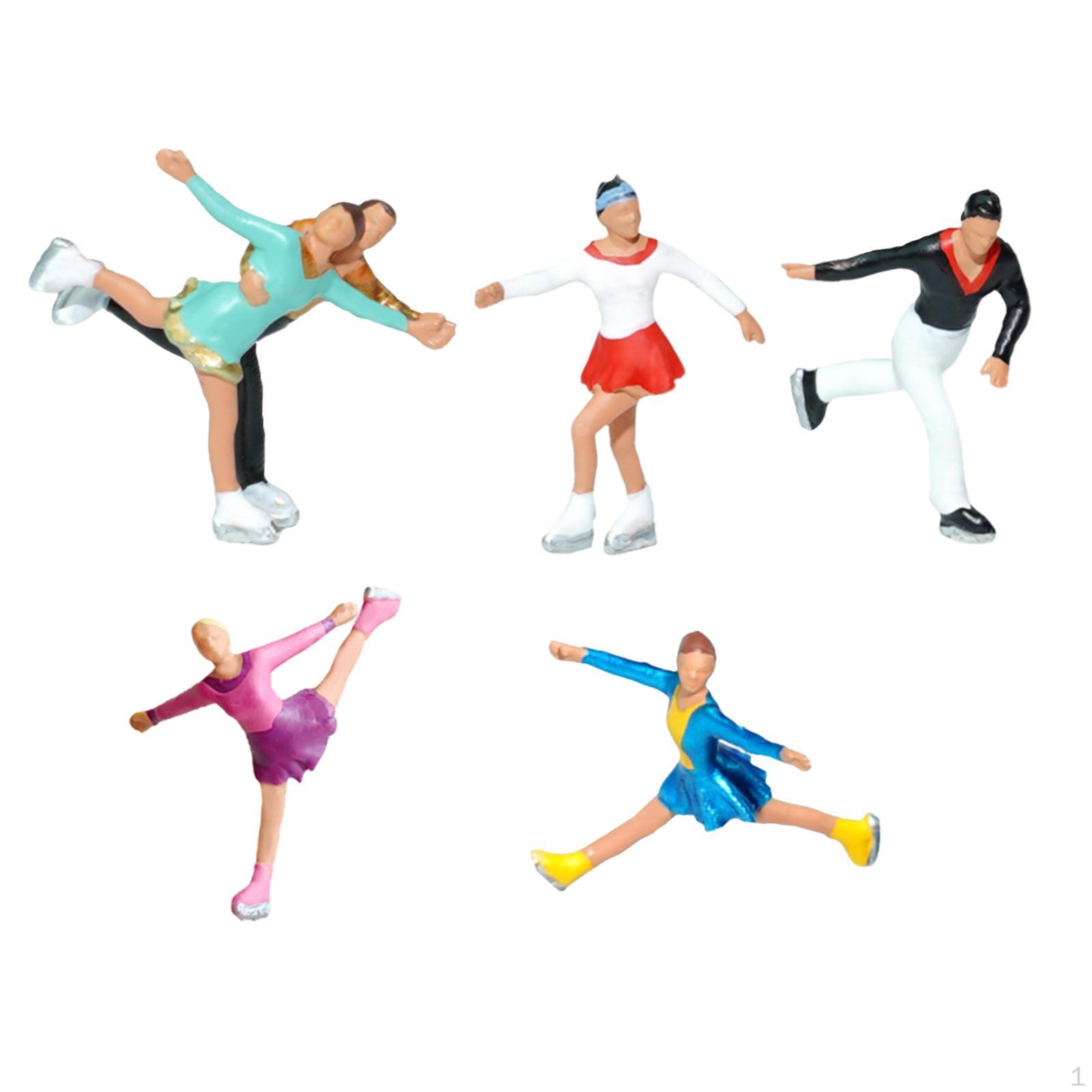 

5x 1:Миниатюрные фигурки масштаба 87, украшения, фигуристка, спортивная тематика, раскрашенные, проекты «сделай сам», диорамы