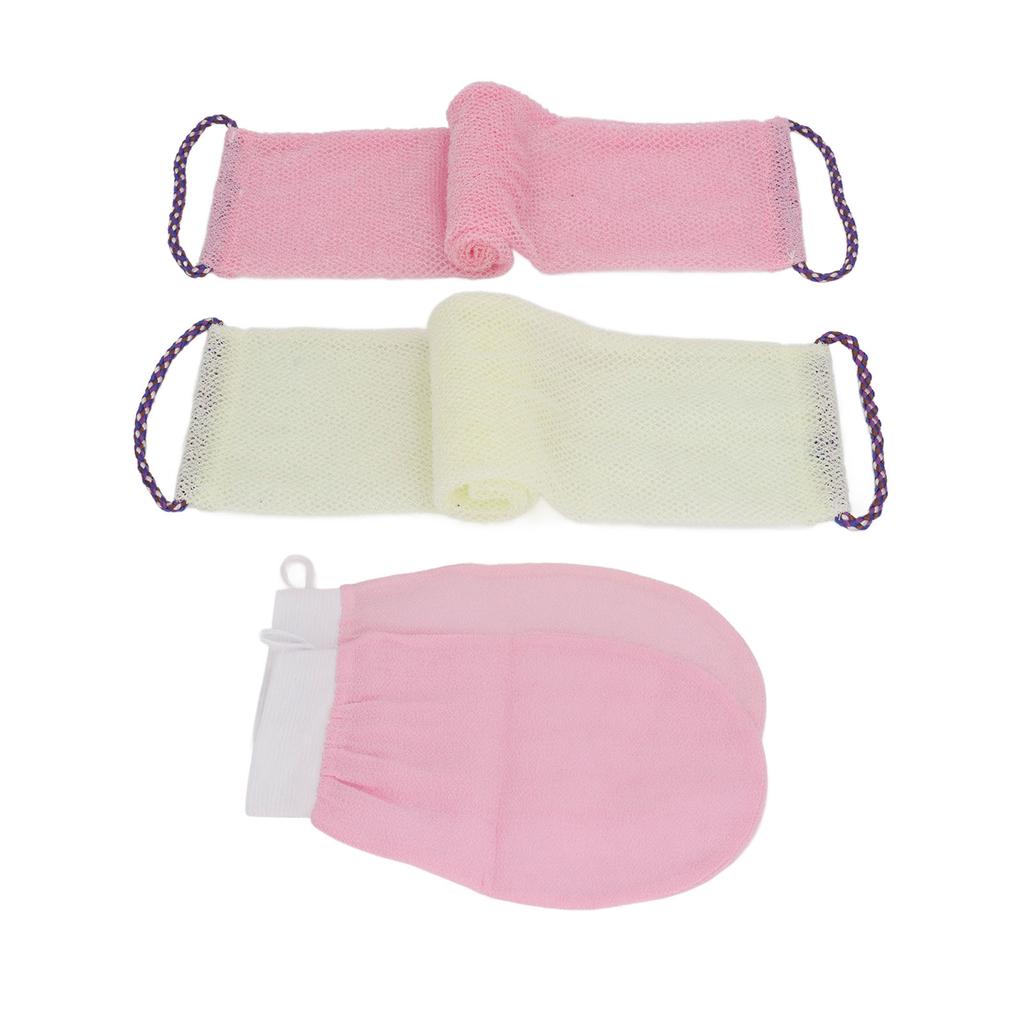 African Net Sponge Long Net Bath Sponge Nylon Body Exfoliating Net Back Scrubber with Bathing Gloves for Shower Skin