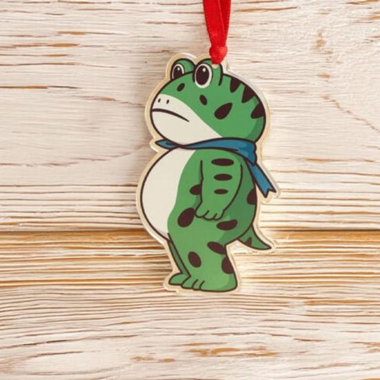 Frog Christmas Ornament Funny Frog Meme Christmas Decoration 2D Acrylic Holiday Keepsake for Xmas Tree Car Decor