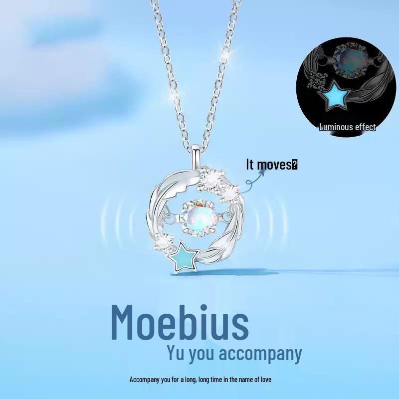 Feather Möbius 999 Sterling Silver Necklace: Women s Luxe Niche Design, Perfect Birthday Gift for Girlfriend. 999 Sterling Silver
