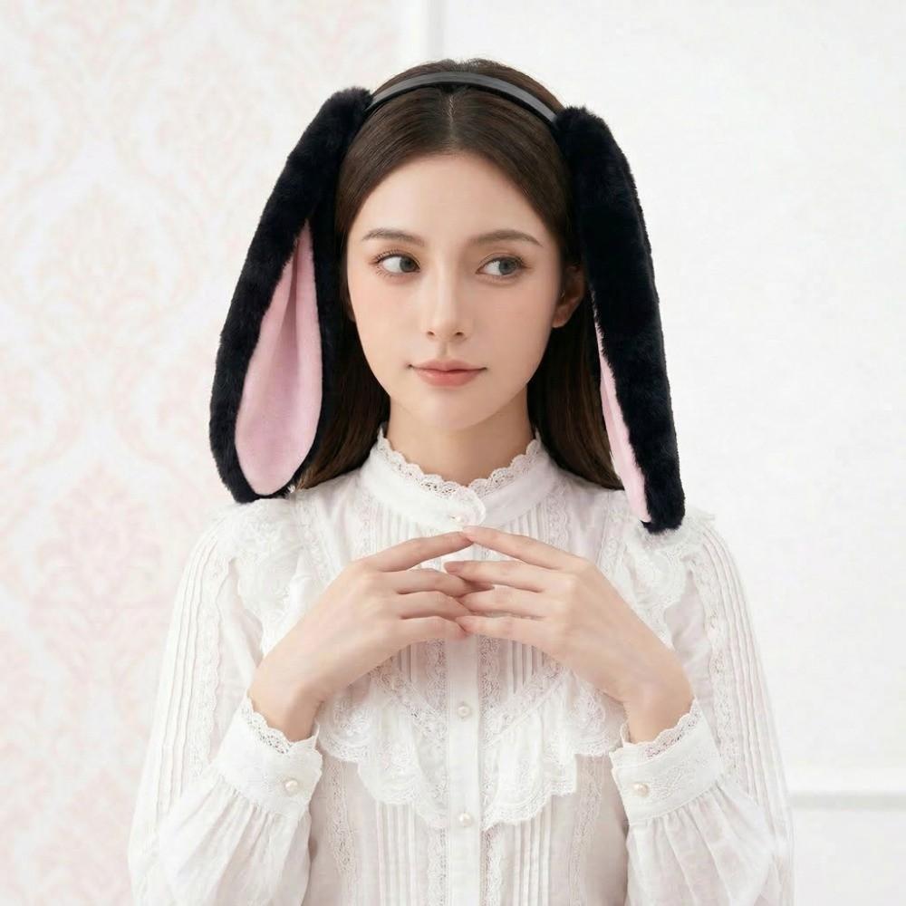 Soft Bunny Ears Headband Fur Hair Accessories Boho Plush Headwear  Photo