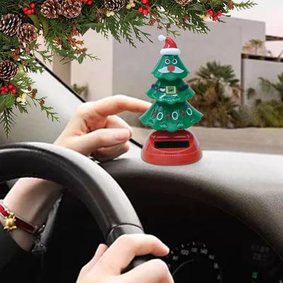 Arbre de Noël à tête oscillante Ornements de voiture Arbre dansant à énergie solaire Jouet à énergie solaire Ornement d'intérieur de voiture