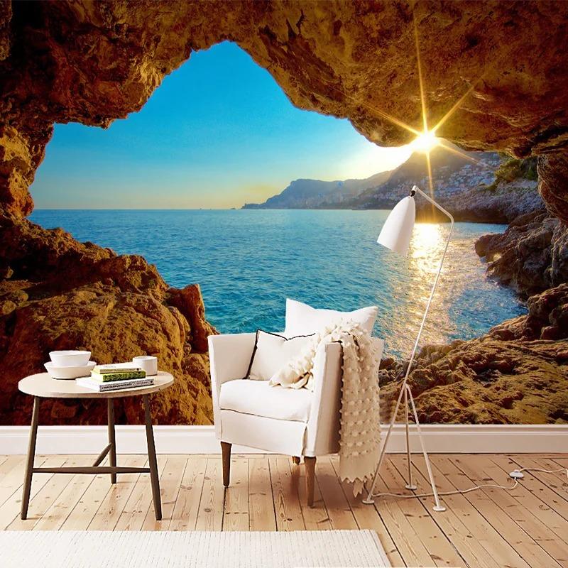 3D Tapete Stereo Küstenlandschaft Wandbild Riffhöhle Fresko Wohnzimmer Schlafzimmer Raumvergrößerung Hintergrund Tapete