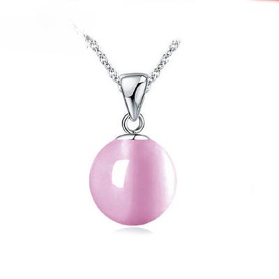 S925 Sterling Silver Synthetic Opal Pendant Sterling Silver Women's Minimalist Bead Pendant