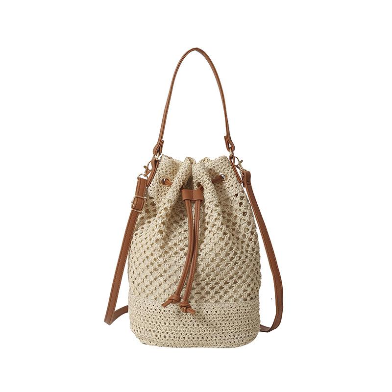 This Year's Popular Woven Bag Women's Large-capacity 2025 New Niche Versatile Seaside Vacation Messenger Bucket Bag