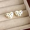 Polka Dot Heart Dot Stud Earrings Colorful Stud Earrings Elegant Heart Earrings  Women