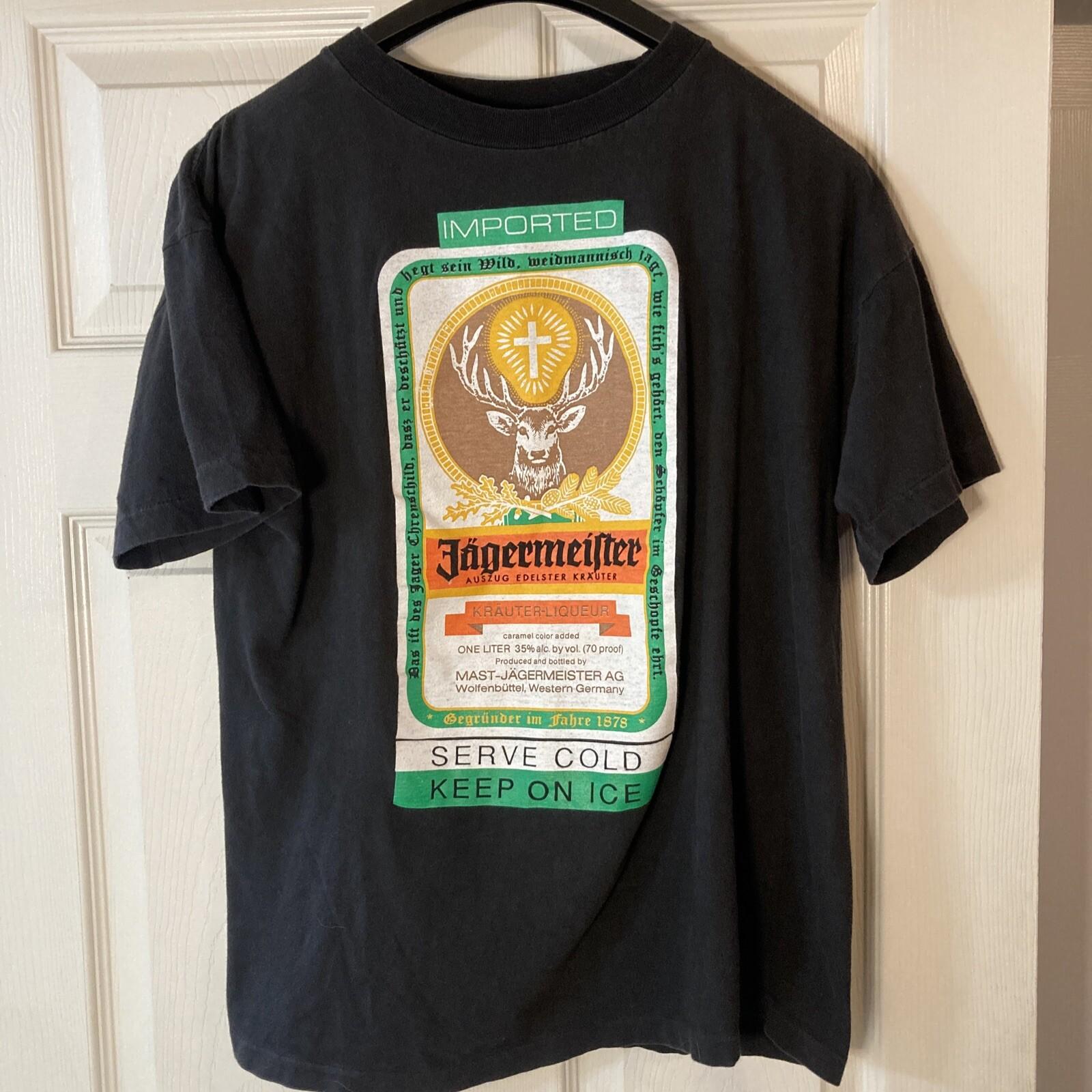 Vintage 90s Jagermeister Jager Bottle Label Single Stitch Large Shirt! M