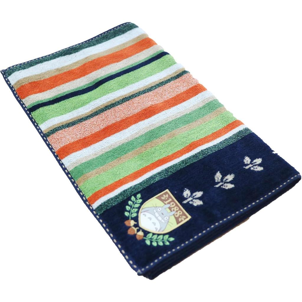 Marushin Face My Neighbor Striped Organic 1005048300 Towel, Ghibli, Totoro, Totoro, 100% Cotton, Cotton, Character, Antibacterial, Deodorizing,