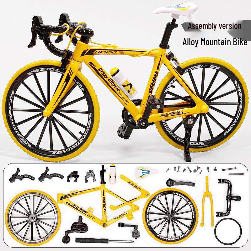 Simulated Alloy Mountain Bike Model with Dual Shock Absorption - Mini Bicycle Ornament