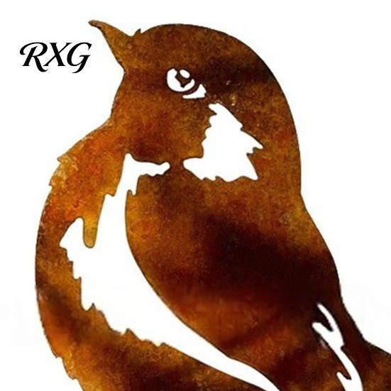 Rustic Metal Bird Figure Distressed Figurine, Rusty Silhouette Ornaments, Retro Outdoor Decorative Statue Yard Art for Patio Lawn Farmhouse