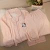 1011 Spring and Autumn New Cloud Cotton Long-sleeved Trousers Kt Cat Pajamas Female Cute Sweet Loungewear Can Be Worn Outside