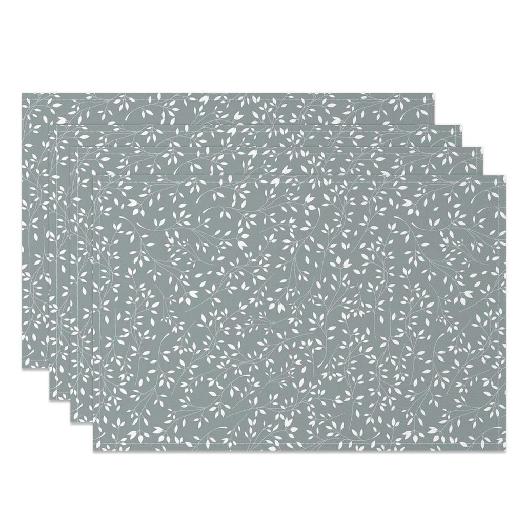 4 st Moderna Minimalistiska Bordsdukar Färsk Bladgren Mönster Naturlig Stil Vattentåliga Värmebeständiga för Matsal Kök Dekor