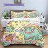 Bulbasaur Pattern Bedding Quilt Set Quilt Cover Pillowcase Home Decoration Birthday Gift (1 * duvet cover + 2 * pillowcase, without core)