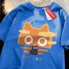 The Sun Orange Cat Fun Japanese Style Male Cotton O-Neck T-Shirt Summer Loose Oversize Clothes High Quality Brand Short Sleeve