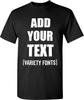 Customizable Black T-shirt Add Your Text Variety Fonts Tee
