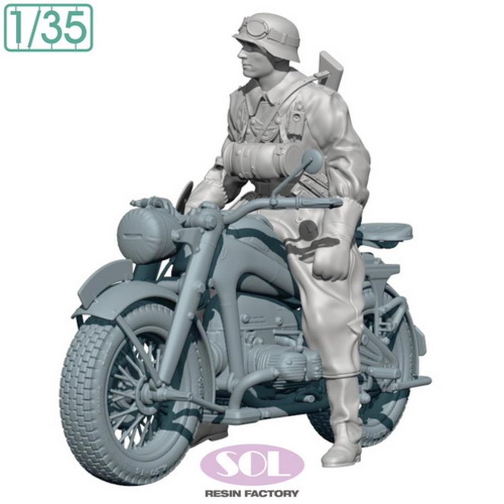 Sol Model WWII German KS750 Military Motorcycle with Field Military 3D Printer MM900 1/35 Police, Kit, (Motorcycle)