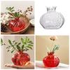 Unique Shape Transparent Pomegranate Glass Vase Red Decorative Hand-Blown Glass Vase Hydroponic Flower Vase Desktop Ornament