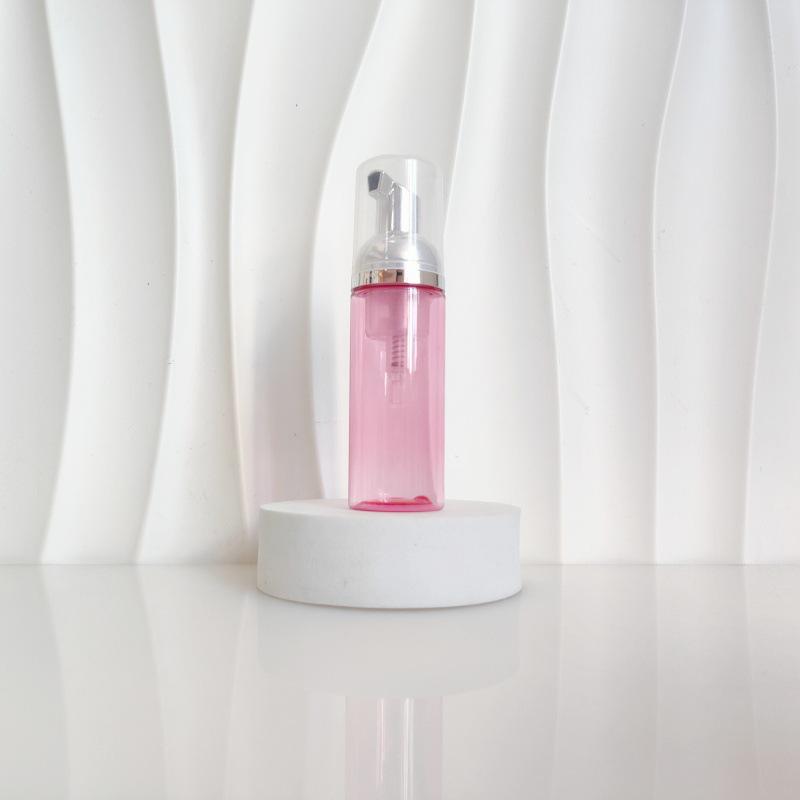 60ml Red Translucent Mousse Dispenser: Cosmetic Brush Foam Bottle for Face Wash and Travel Use