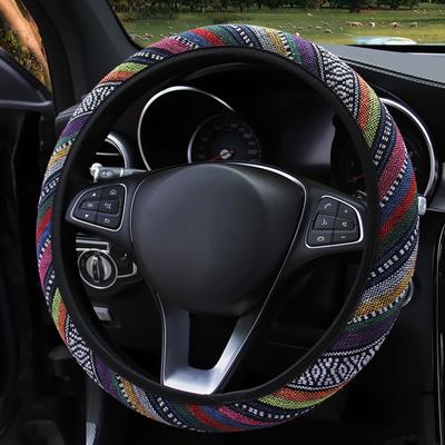 AUTO PLUS Universal Linen Steering Wheel Cover Elastic Color Strip With Sponge Covers Steering